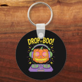 Grappige EDM DJ Halloween Pumpkin Sleutelhanger (Voorkant)