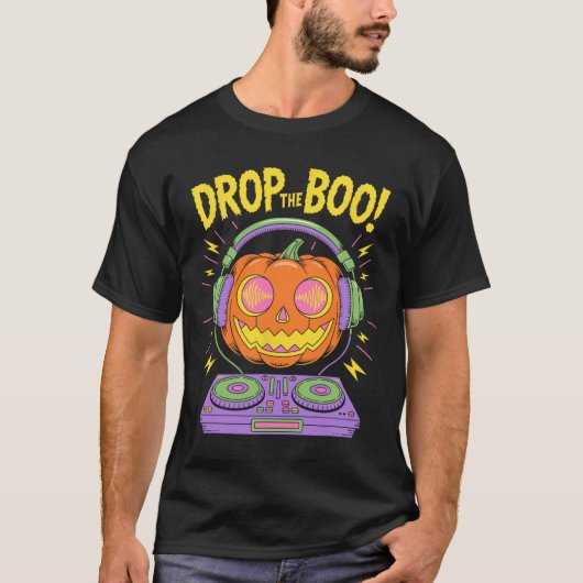 Grappige EDM DJ Halloween Pumpkin T-shirt (Voorkant)