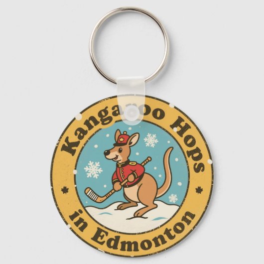 Grappige Edmonton Kangoeroe Hockey Sleutelhanger (Voorkant)