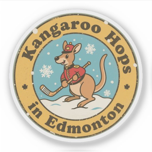 Grappige Edmonton Kangoeroe Hockey Sticker (Voorkant)