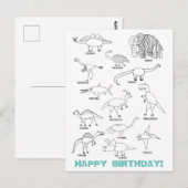 Grappige educatieve dinosaurus kinder kleur verjaa briefkaart (Voorkant / Achterkant)