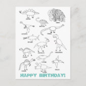 Grappige educatieve dinosaurus kleuren verjaardag  briefkaart (Voorkant)