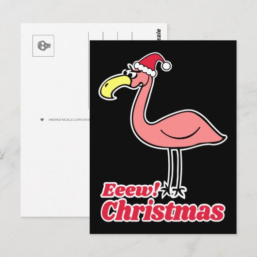 Grappige Eeew Christmas Flamingo met Sinterklaas P Briefkaart (Voorkant / Achterkant)