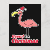 Grappige Eeew Christmas Flamingo met Sinterklaas P Briefkaart (Voorkant)