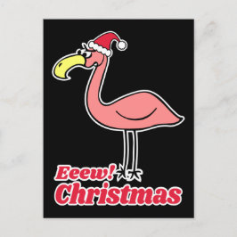 Grappige Eeew Christmas Flamingo met Sinterklaas P Briefkaart