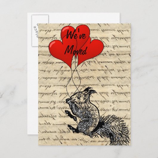 Grappige eekhoorn adreswijziging aankondigingskaart (Voorkant / Achterkant)