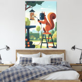Grappige eekhoorn canvas afdruk (Insitu (Slaapkamer))