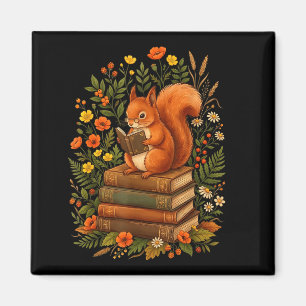 Grappige eekhoorn cottagecore fairycore bibliothec magneet