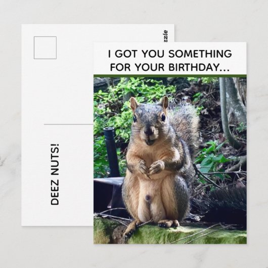 Grappige Eekhoorn Deez Noten Ongepaste Verjaardag Briefkaart (Voorkant / Achterkant)