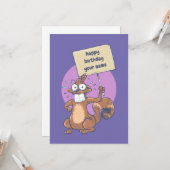 grappige eekhoorn die de cartoon van zijn verjaard kaart (Voorkant / Achterkant in situ)