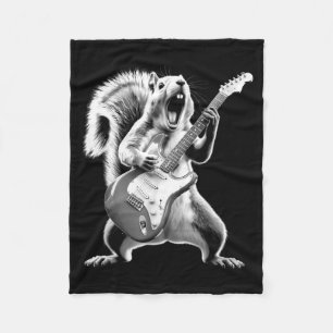Grappige eekhoorn die gitaar speelt Rockster muzie Fleece Deken