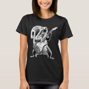 Grappige eekhoorn die gitaar speelt Rockster Muzie T-shirt