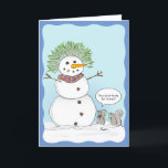 Grappige eekhoorn Frosty Christmas Feestdagen Kaart<br><div class="desc">Creëer je eigen vrolijke kerstkaarten dit jaar en stuur een paar goede lachjes naar zowel vrienden als familie met een unieke stijl! Dit leuke kunstwerk gemaakt door Raphaela Wilson shows Frosty met een fabelachtig frohairdo gemaakt van de takken van groenblijvende pijnbomen. De 2 cartoon eekhoorns, overwegen de naam van hun...</div>