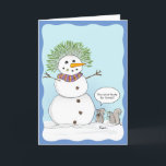 Grappige eekhoorn Frosty Christmas Feestdagen Kaart<br><div class="desc">Creëer je eigen vrolijke kerstkaarten dit jaar en stuur een paar goede lachjes naar zowel vrienden als familie met een unieke stijl! Dit leuke kunstwerk gemaakt door Raphaela Wilson shows Frosty met een fabelachtig frohairdo gemaakt van de takken van groenblijvende pijnbomen. De 2 cartoon eekhoorns, overwegen de naam van hun...</div>