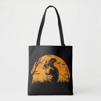 Grappige Eekhoorn Halloween Silhouette Spooky Squi Tote Bag