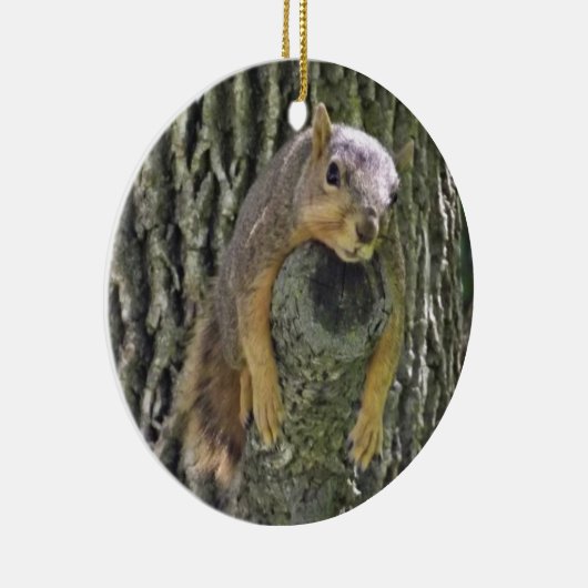 Grappige eekhoorn kerstversiering keramisch ornament (Rechts)