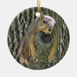 Grappige eekhoorn kerstversiering keramisch ornament