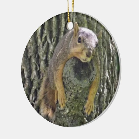 Grappige eekhoorn kerstversiering keramisch ornament (Links)