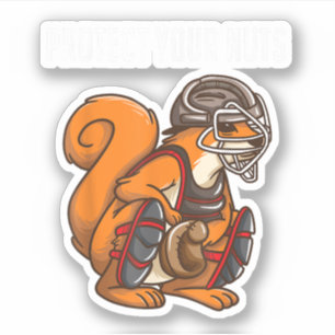 Grappige Eekhoorn Liefhebber Honkbal Catcher Cadea Sticker
