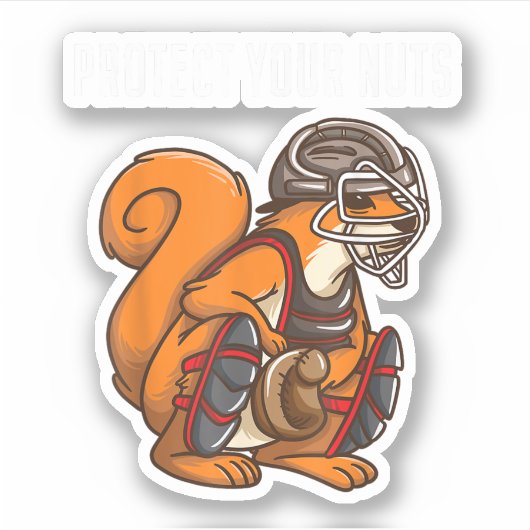 Grappige Eekhoorn Liefhebber Honkbal Catcher Cadea Sticker (Voorkant)