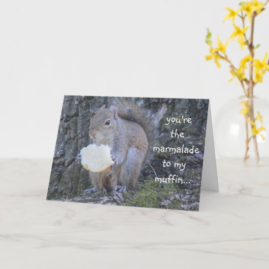 Grappige Eekhoorn, marmelade aan mijn muffin, mis Kaart (Gele Bloem)