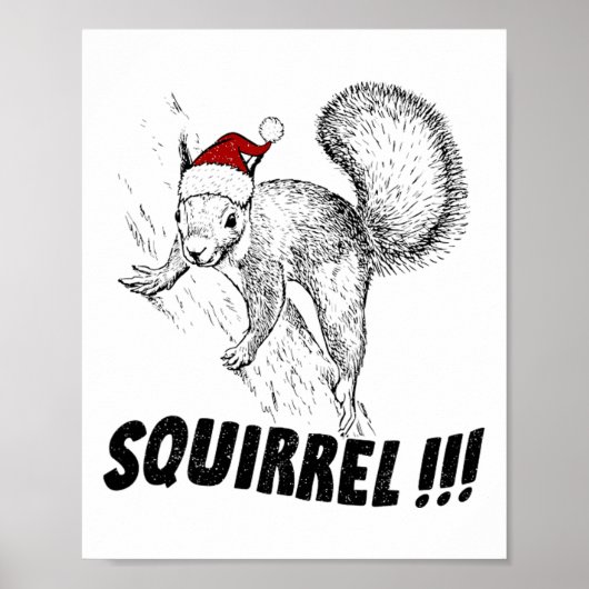 Grappige Eekhoorn Met Hoed Kerstvakantie Oude Mode Poster (Voorkant)