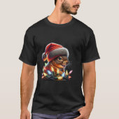 Grappige eekhoorn met kerstverlichting kerstmuts k t-shirt (Voorkant)