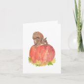 Grappige Eekhoorn op Pompoen Herfst Waterverf Blan Bedankkaart (Voorkant)