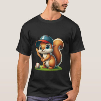 Grappige eekhoorn speelt honkbal catcher jongens m t-shirt