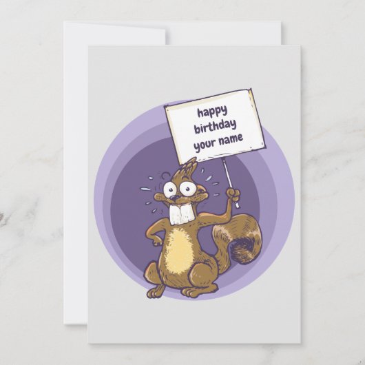 Grappige eekhoorn viert verjaardag cartoon kaart (Voorkant)