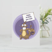 Grappige eekhoorn viert verjaardag cartoon kaart (Staand voorkant)