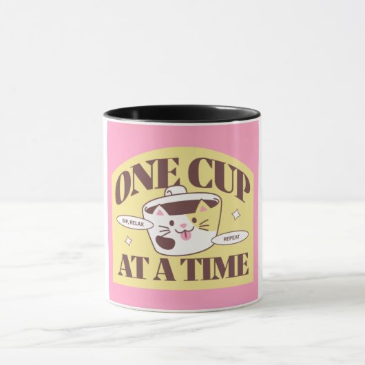 Grappige "Eén Beker per Keer" Kattenmok - Cute Kit Mok (Midden)