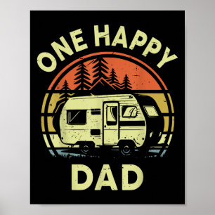 Grappige één gelukkige kampeerder papa verjaardag poster