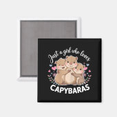 Grappige Een Meisje Dat Van Capybaras Houdt Cool C Magneet (Voorkant / Achterkant)