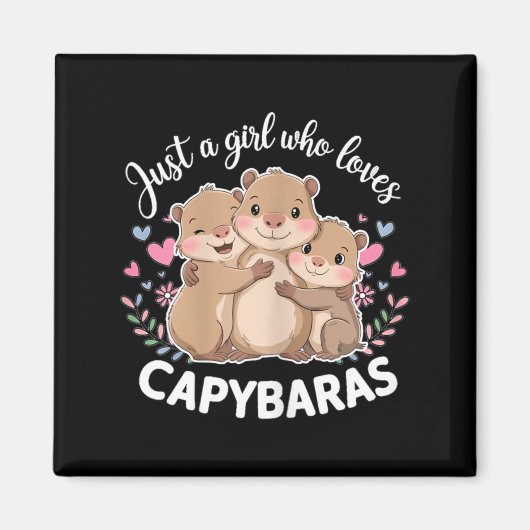 Grappige Een Meisje Dat Van Capybaras Houdt Cool C Magneet (Voorkant)