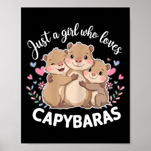 Grappige Een Meisje Dat Van Capybaras Houdt Cool C Poster (Voorkant)