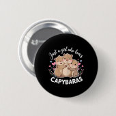 Grappige Een Meisje Dat Van Capybaras Houdt Cool C Ronde Button 5,7 Cm (Voorkant /achterkant)