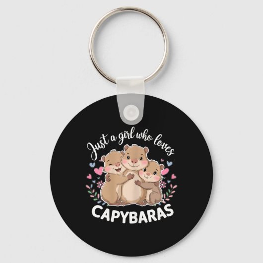 Grappige Een Meisje Dat Van Capybaras Houdt Cool C Sleutelhanger (Voorkant)