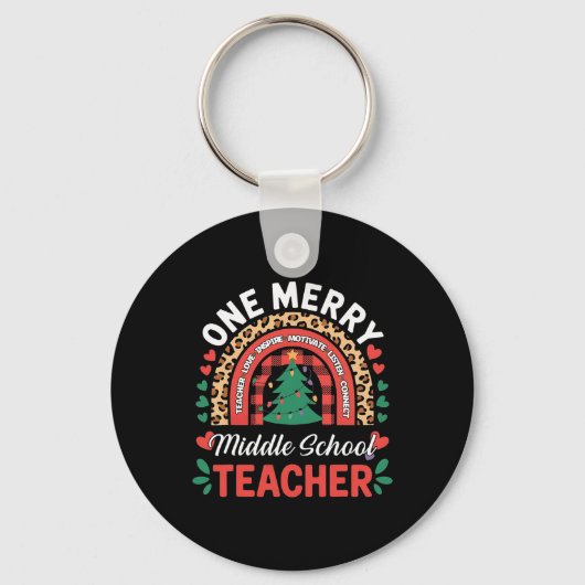 Grappige Eén Merry Middelbare School Leraar Regenb Sleutelhanger (Voorkant)