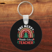 Grappige Eén Merry Middelbare School Leraar Regenb Sleutelhanger (Voorkant)