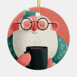 Grappige Een Opgewekte Man Met Bril Gelukkig Vakan Keramisch Ornament