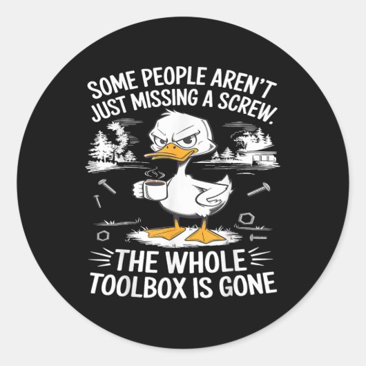 Grappige eend Arent mist een schroef in de hele ge Ronde Sticker (Voorkant)