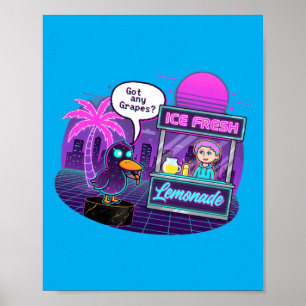 Grappige eend bij limonadestand vraagt geld poster