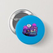 Grappige eend bij limonadestand vraagt geld ronde button 5,7 cm (Voorkant /achterkant)