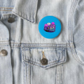 Grappige eend bij limonadestand vraagt geld ronde button 5,7 cm (In situ)