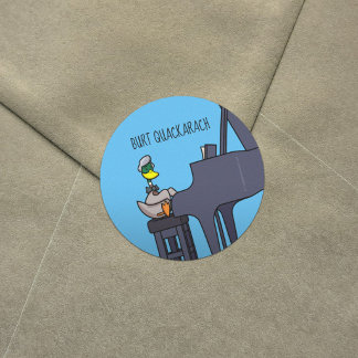 Grappige Eend Burt Quackarach Pianospeler Kunstwer Ronde Sticker