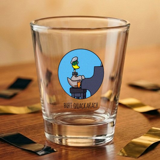 Grappige Eend Burt Quackarach Pianospeler Kunstwer Shot Glas