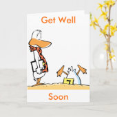 Grappige eend Cartoon wordt snel beter Kaart (Gele Bloem)