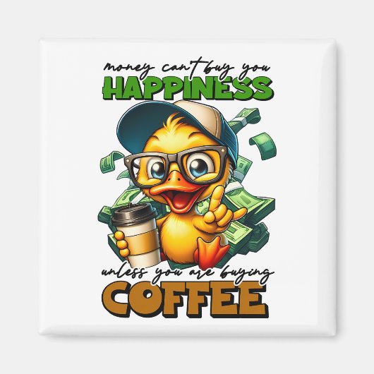 Grappige eend dragen bril koffie bijschrift citaat magneet (Voorkant)