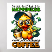 Grappige eend dragen bril koffie bijschrift citaat